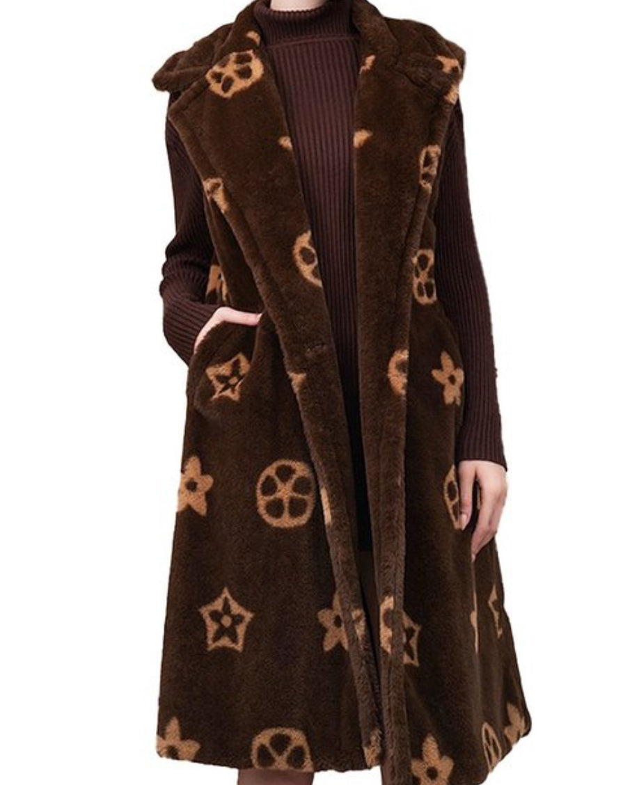 Monogram Faux Far Vest
