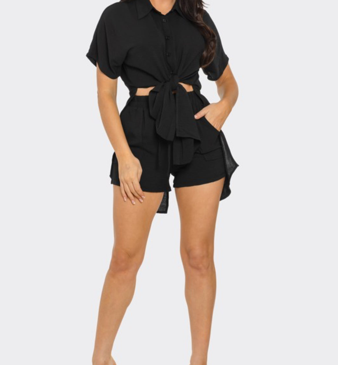 Black Oversized Slit Set