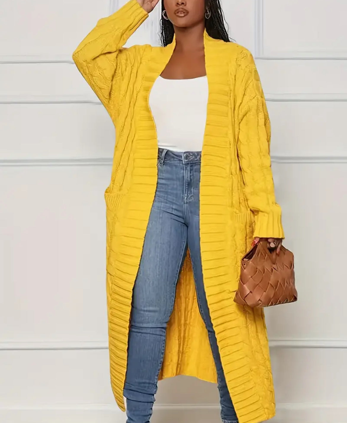 Yellow Long knit sweater