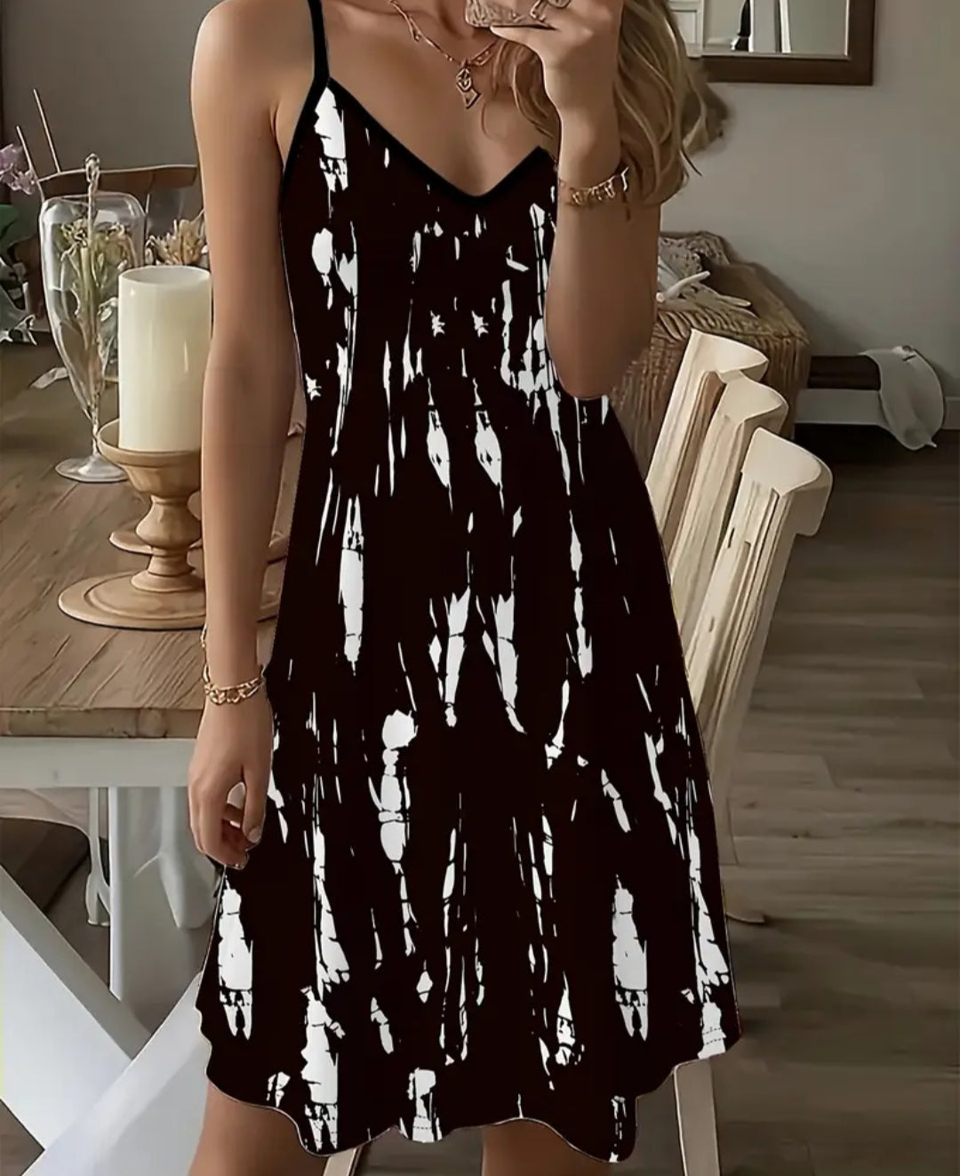 Black 3D Tie-Dye Print
