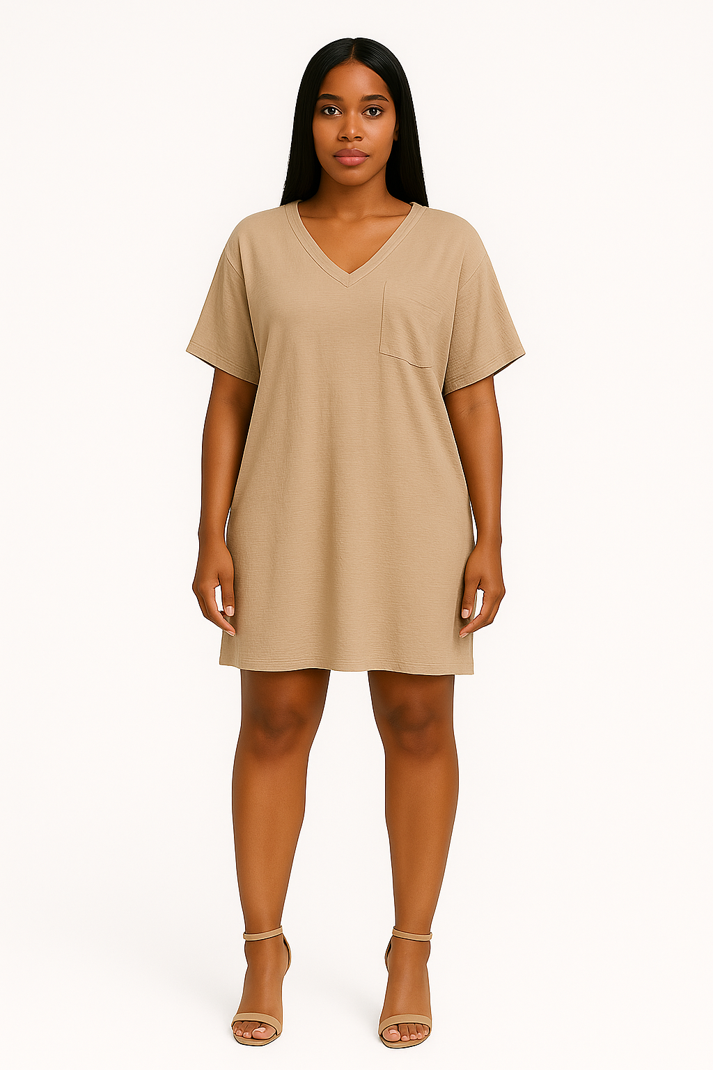 Woven Airflow v neck dress