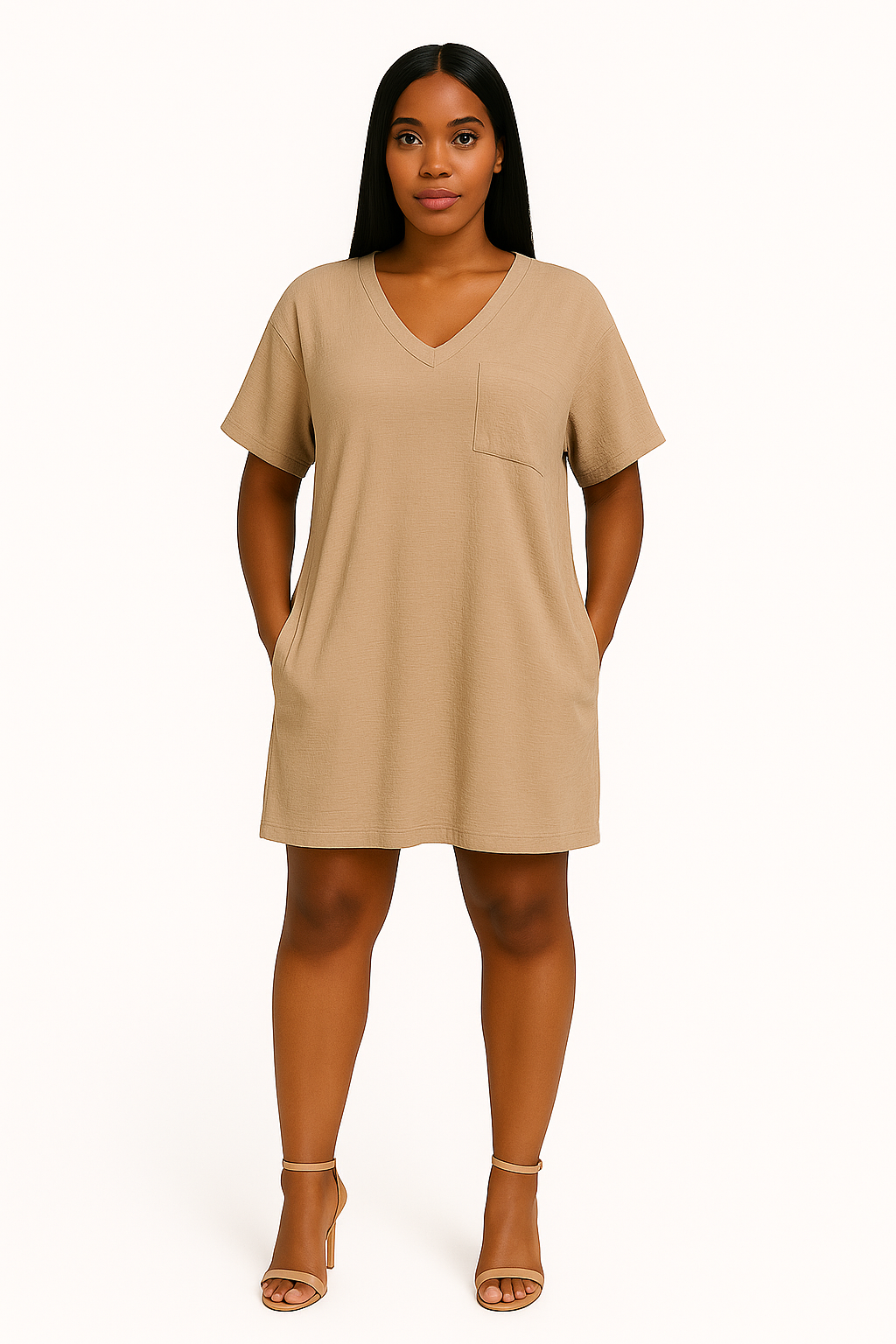 Woven Airflow v neck dress