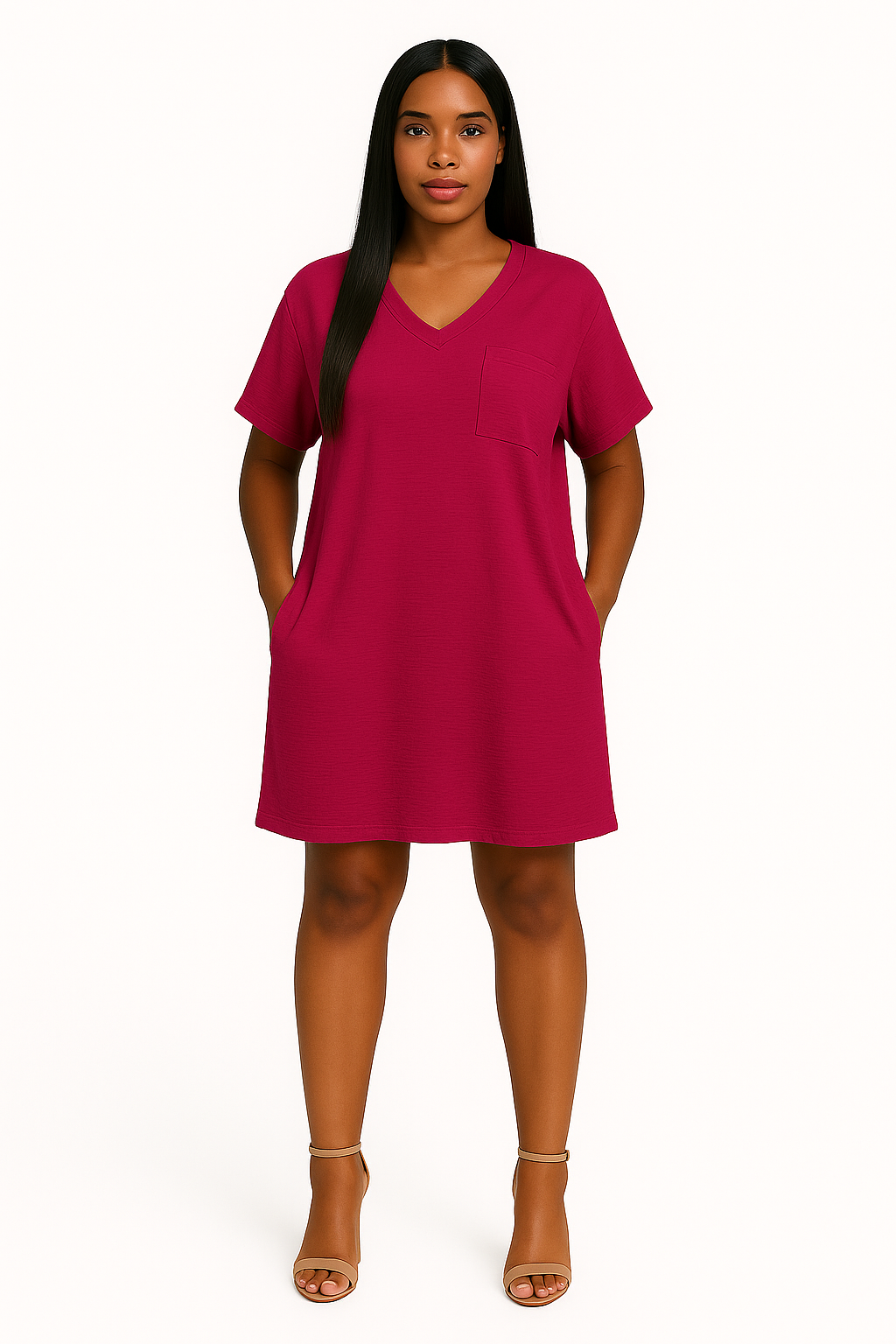 Woven Airflow v neck dress
