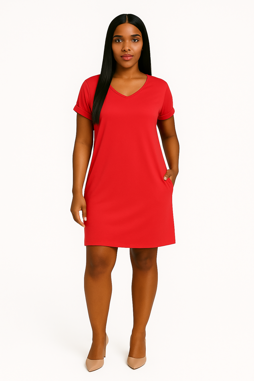 Red T shirt dress