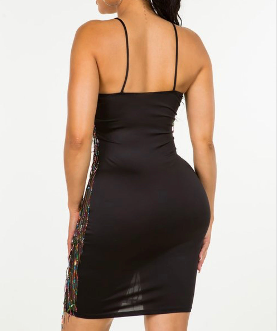 Sequin Fringe Mini Dress