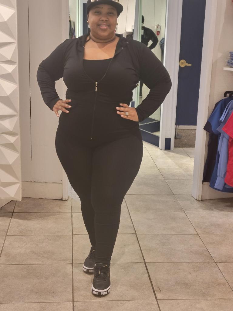 Plus Size Black Slim two piece set