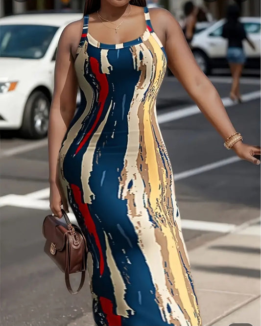 Striped Spaghetti Strap Dress