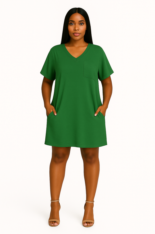 Woven Airflow v neck dress