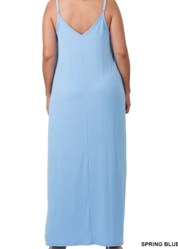 Plus Light Blue Pocket Dress