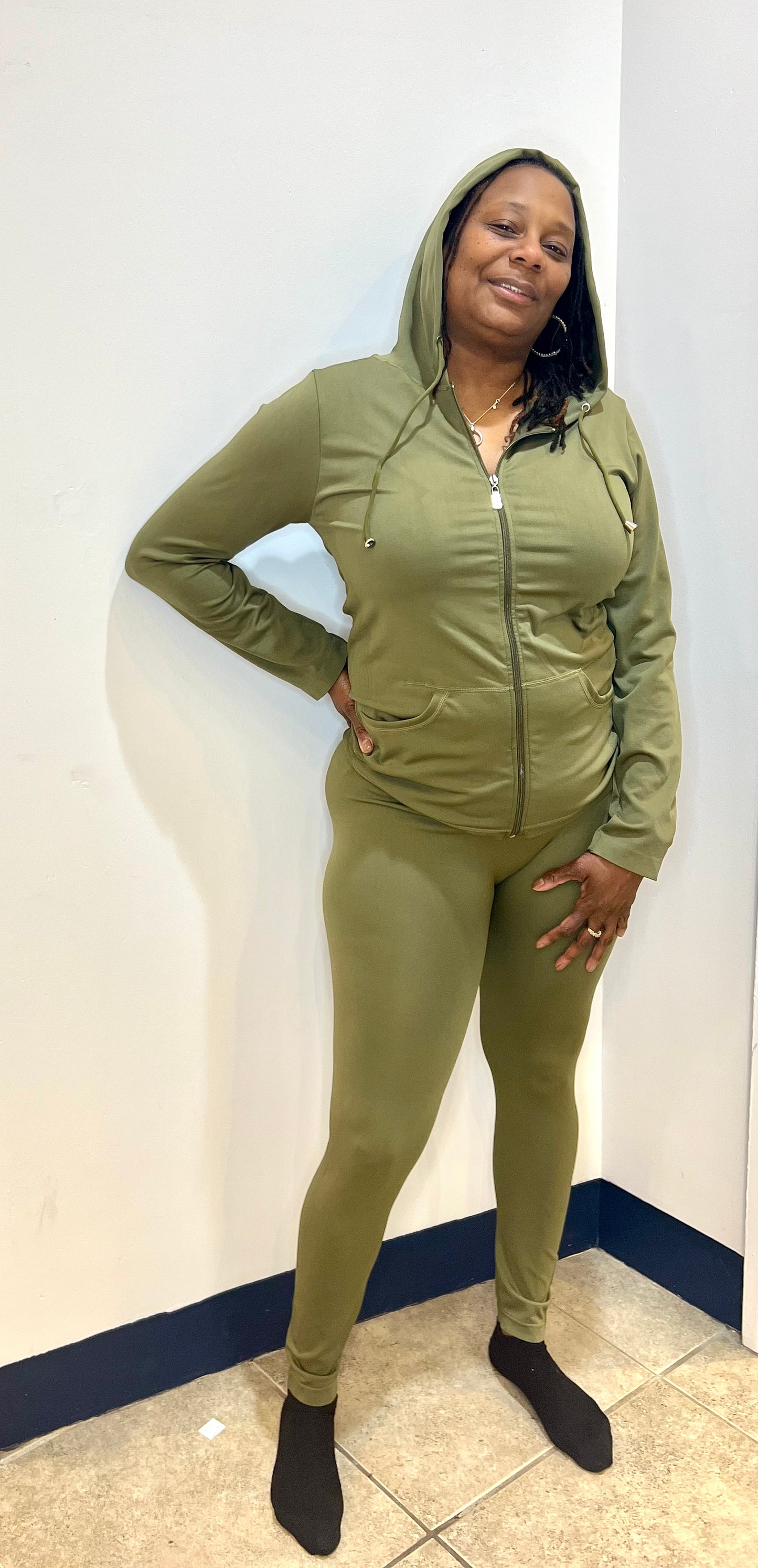 Olive Plus Size Slim two piece set