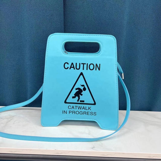 Blue Caution Purse