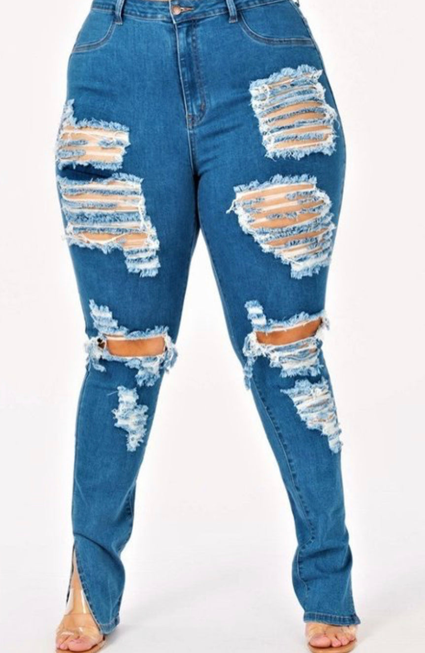 Plus Size Slit Jeans