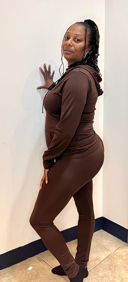 Mocha Plus Size Slim two piece set
