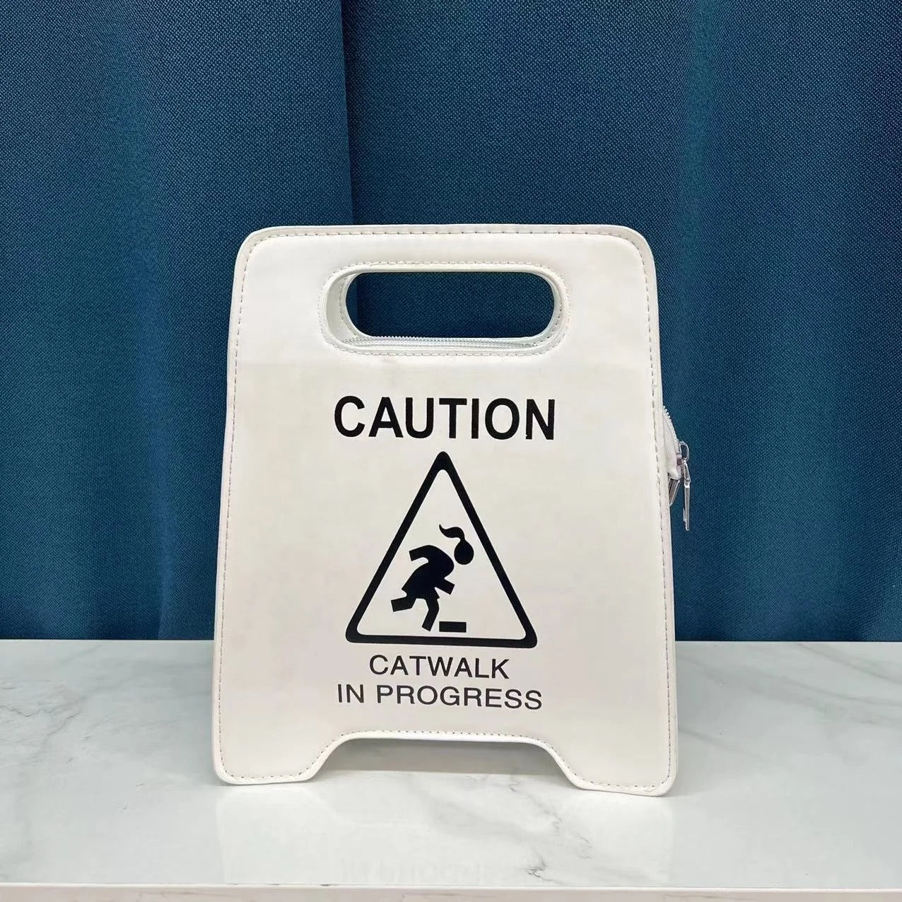 White Caution Purse