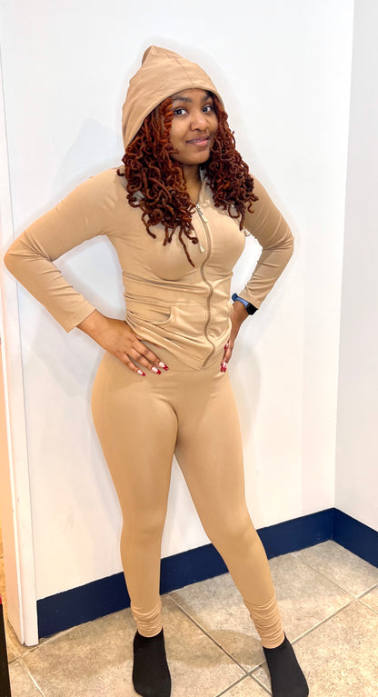 Tan Slim two piece set